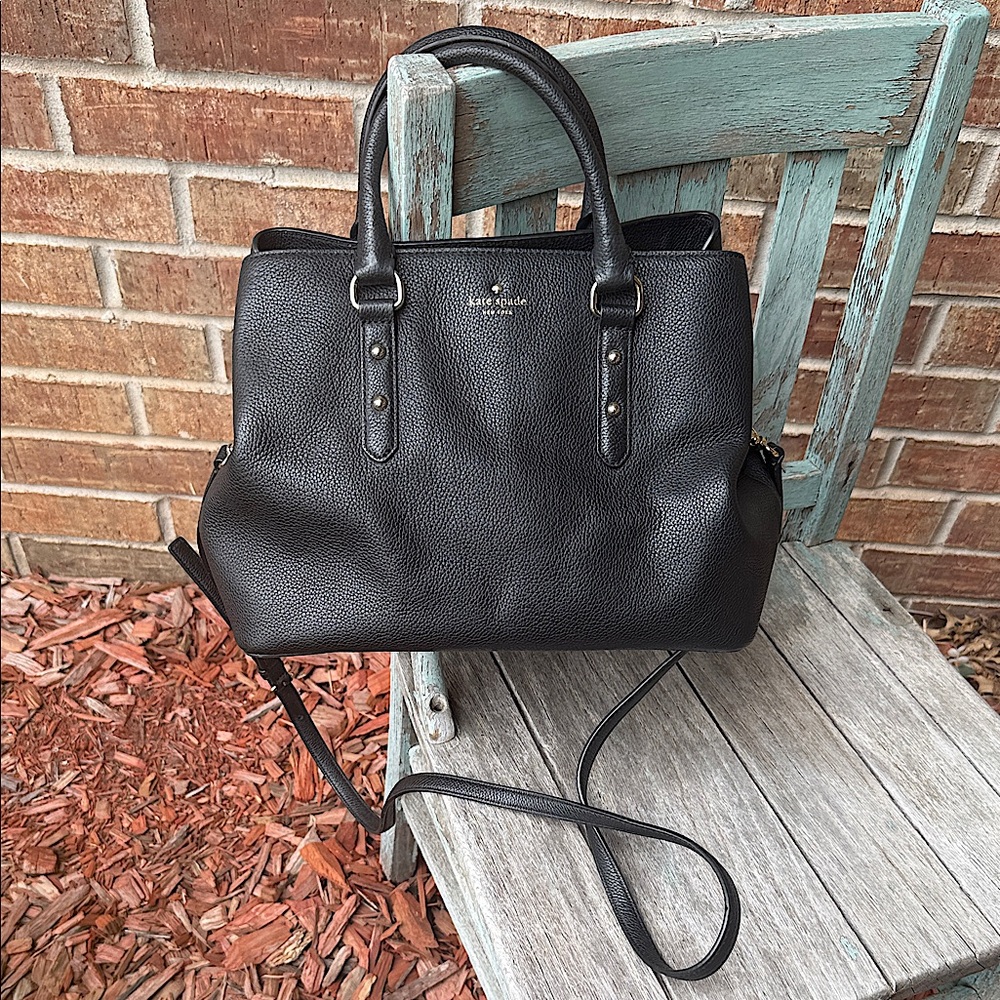 Kate Spade New York Larchmont Avenue Evangelie Black Pebbled Leather Satchel